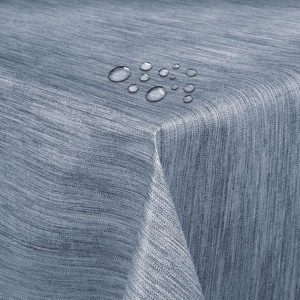 Blue Rectangular Oilcloth Tablecloth, Linen Embossing, 110 x 370 cm