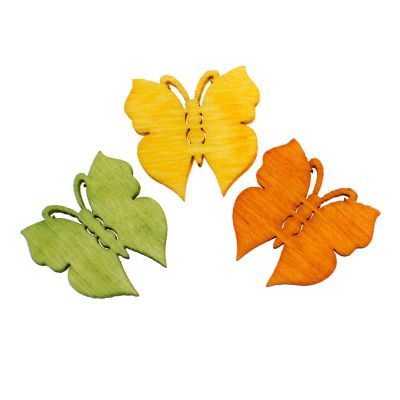 maDDma 1 Pack (12/24 pcs) Wooden Butterfly or Bird Scatter Decorations, Size/Design Selectable