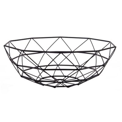 Present Time Diamond Cut Wire Basket - Metal - Black - 35 x H13 cm