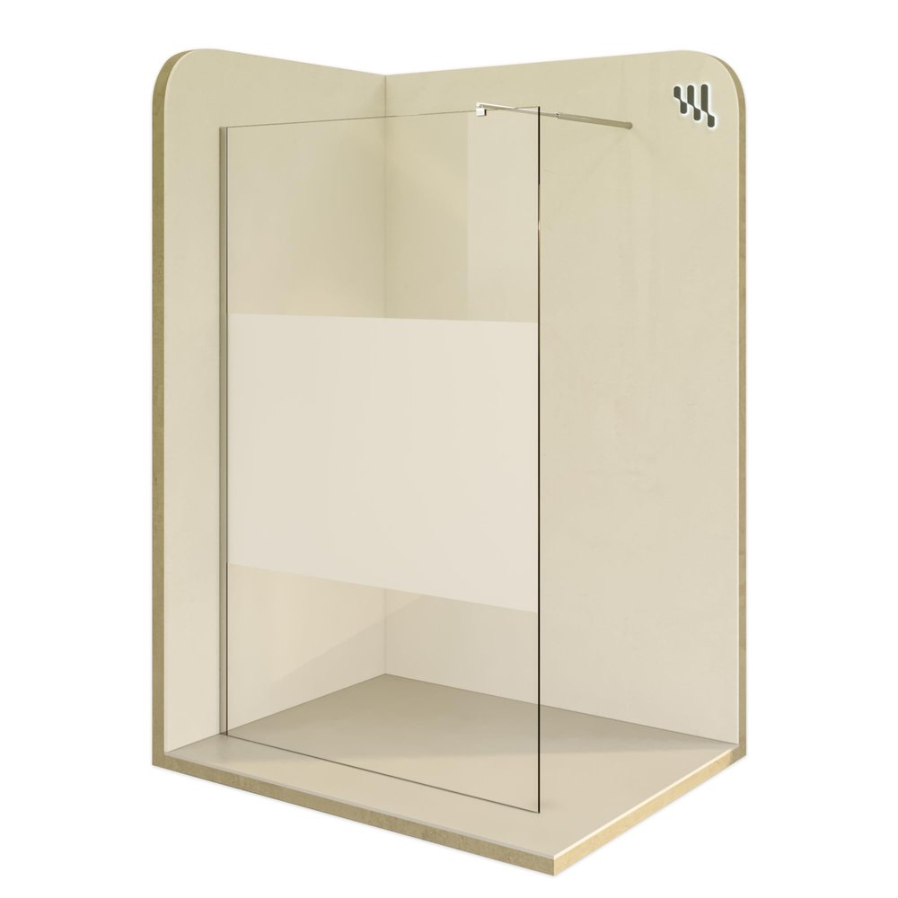 i-flair FIONA Walk-In Shower Screen 80 x 200 cm, 10 mm Nano-Coated Partially Satin-Finished Tempered Glass