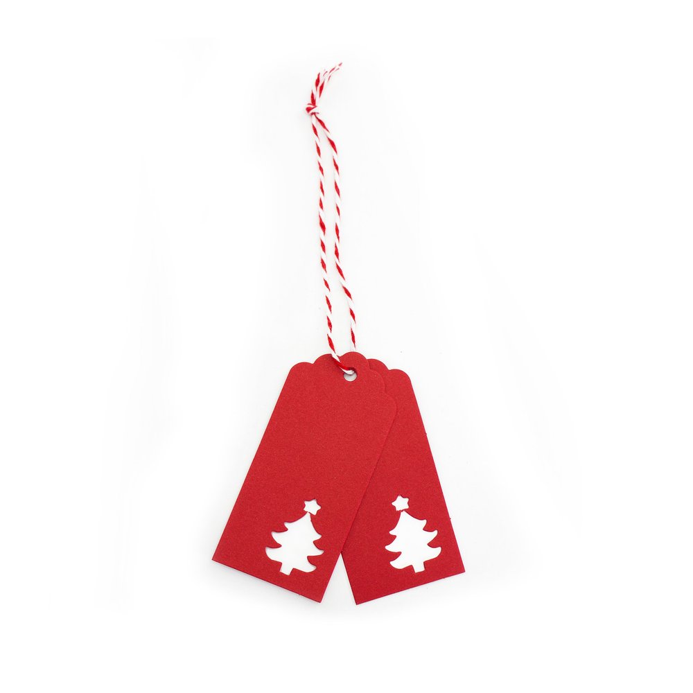 Oblique-Unique Christmas Gift Tags 20pcs with String - Selectable (Red Christmas Tree)