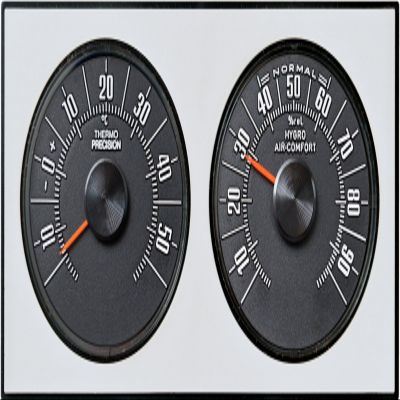 Analog Weather Station Thermometer Hygrometer, 1972, Silver, Richter/HR, Art. 47034