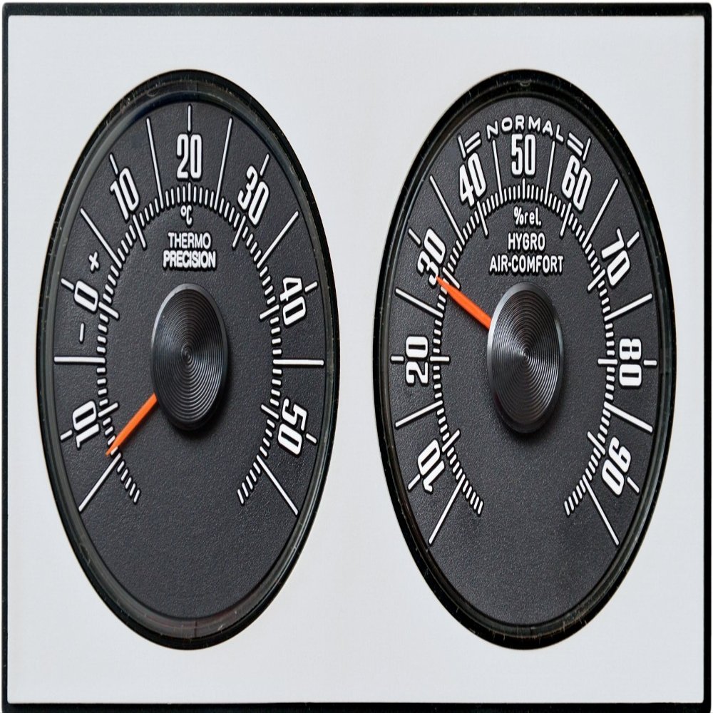 Analog Weather Station Thermometer Hygrometer, 1972, Silver, Richter/HR, Art. 47034