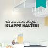 WANDKINGS Wall Decal – Before the First Coffee, Keep Quiet! – 130 x 26 cm – Turquoise view 1