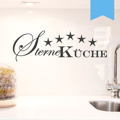 WANDKINGS Wall Decal - Star Kitchen (with 5 Stars) - 120 x 40 cm - Light Blue - 5 Sizes & 35 Colors