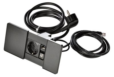Kopp 939621017 VersaPAD Recessed Socket, IP20, 3400 W, Black