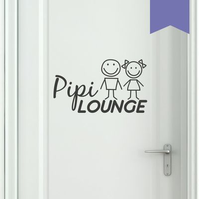 WANDKINGS Wall Decal - PIPI LOUNGE with Woman and Man in Smiley Style - 25 x 14 cm - Lavender