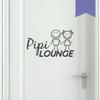 WANDKINGS Wall Decal - PIPI LOUNGE with Woman and Man in Smiley Style - 25 x 14 cm - Lavender view 1