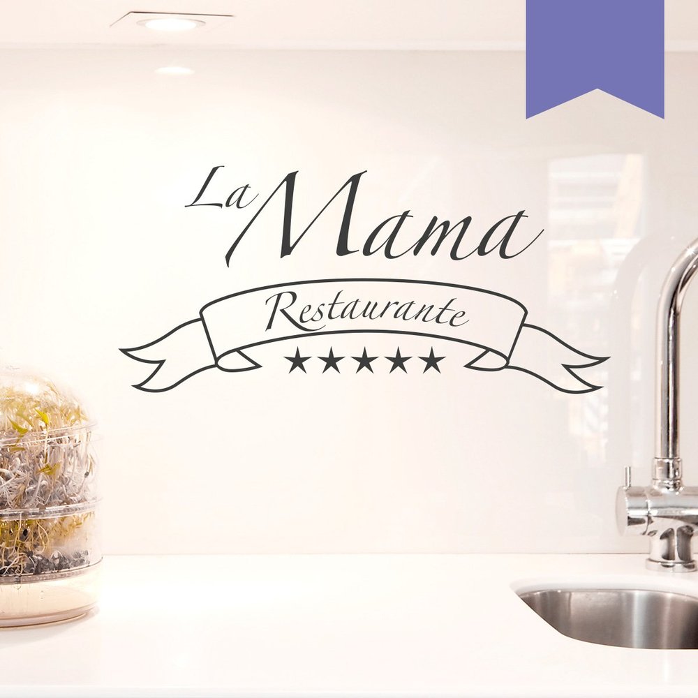 WANDKINGS Wall Decal – La Mama Restaurante (with 5 Stars) – 50 x 23 cm – Lavender – Choose from 5 Sizes & 35 Colors