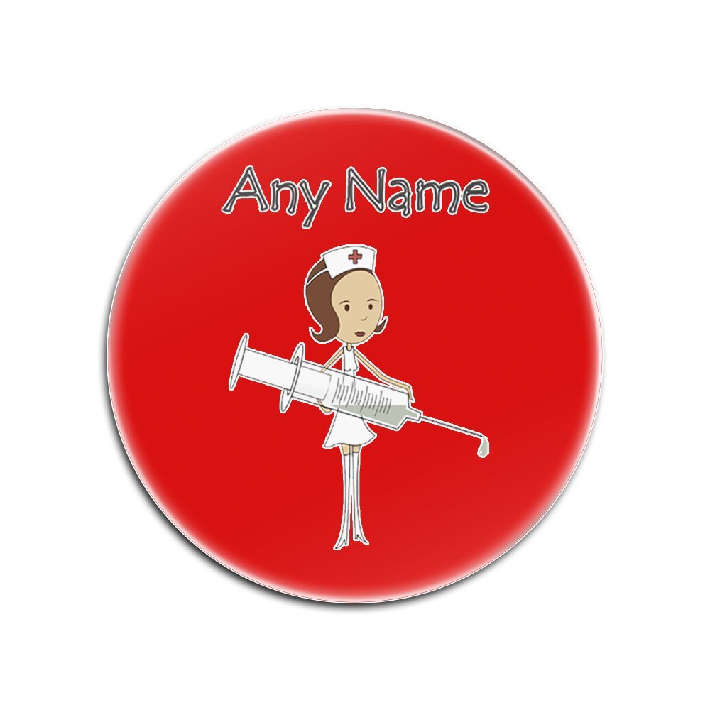 Personalized Gift Set with 4 Brown Brunette Hair Sisters with Large Syringe Glass Coasters (Health Design, Color Options) - Each Name and Message on Your Unique