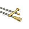 INTERDECO 20 mm Internal-Track Double Curtain Rod, Metal, Stainless Steel and Brass Look, 200 cm view 1