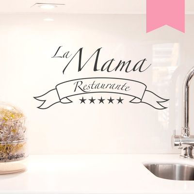 WANDKINGS Wall Decal - La Mama Restaurante (with 5 Stars) - 170 x 78 cm - Light Pink