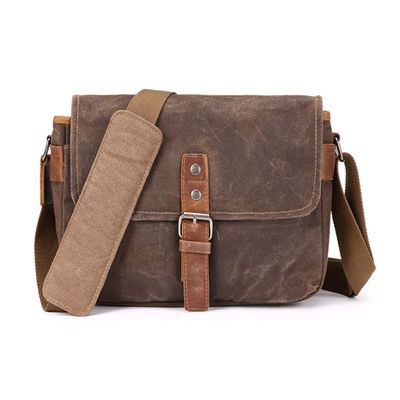 ONEGenug SLR Camera Bag, Waterproof Waxed Canvas Vintage Messenger Bag with Padded Divider, Khaki