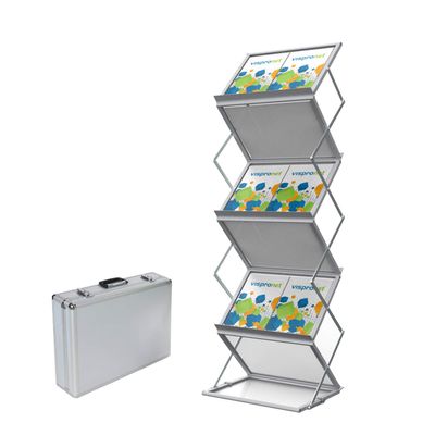 Vispronet Folding Brochure Stand, A3 Landscape, Double-Sided, with Aluminum Carrying Case