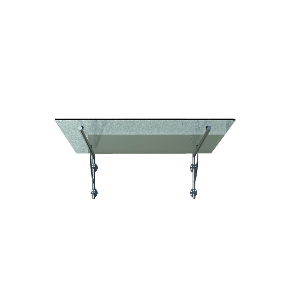 BuyLando-Shop Glass Canopy, Laminated Safety Glass, Clear Glass, Stainless Steel, 150 × 90 cm, 2 LB Brackets