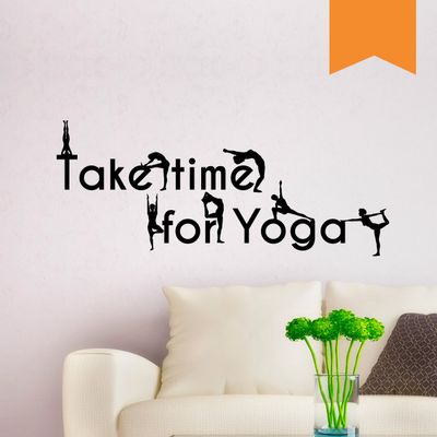 WANDKINGS Wall Decal – Take Time for Yoga – 50 x 21 cm – Light Brown