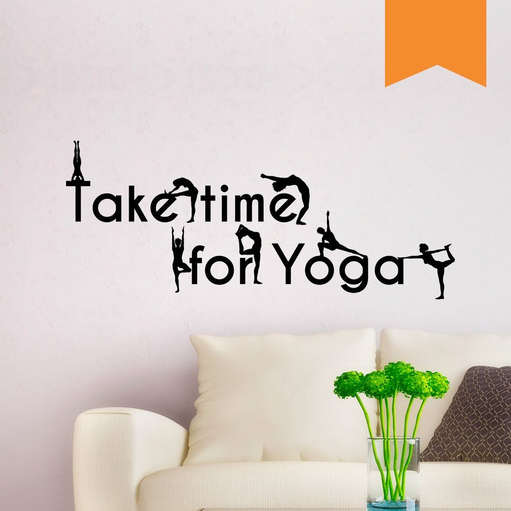 WANDKINGS Wall Decal – Take Time for Yoga – 50 x 21 cm – Light Brown