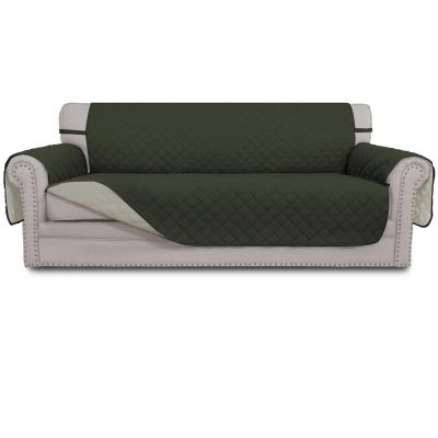 Easy-Going Reversible Sofa Cover for 3-Seat Sofas, Army Green/Beige