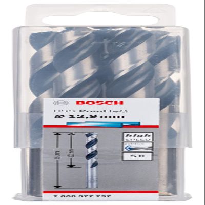 Bosch Professional 5-Piece HSS PointTeQ Twist Drill Bit Set for Metal, 12.9 x 101 x 151 mm