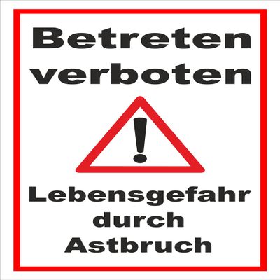 Melis-Folienwerkstatt Danger from Falling Branches Sign, 15 x 10 cm, 3 mm Rigid Foam, Multiple Sizes/Materials, with Drilled Holes