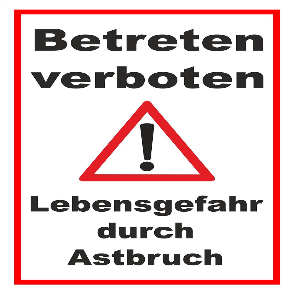 Melis-Folienwerkstatt Danger from Falling Branches Sign, 15 x 10 cm, 3 mm Rigid Foam, Multiple Sizes/Materials, with Drilled Holes
