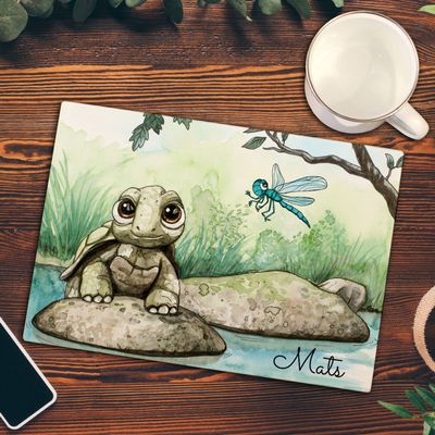 Personalized Breakfast Board with Turtle Design and Custom Name