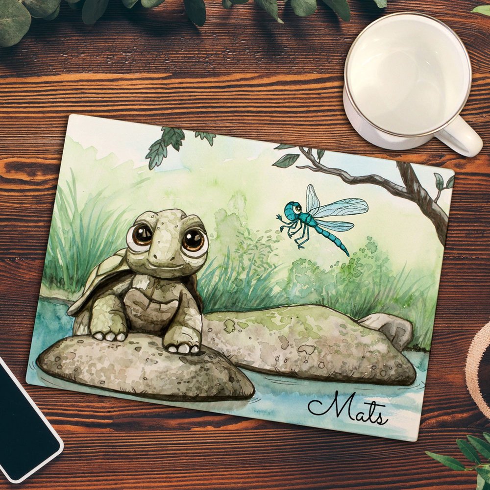 Personalized Breakfast Board with Turtle Design and Custom Name