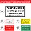 Melis-Folienwerkstatt Wolf Area Sign – Enter at Your Own Risk, 60 x 40 cm, 3 mm Rigid Foam, Multiple Sizes and Materials view 3