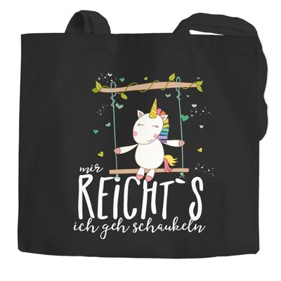 MoonWorks Cotton Tote Bag, Unicorn on Swing, “I’ve Had Enough, I’m Going Swinging,” Black