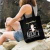 MoonWorks Cotton Tote Bag, Unicorn on Swing, “I’ve Had Enough, I’m Going Swinging,” Black view 2