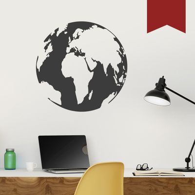 WANDKINGS Wall Decal – Globe Oceans – 90 x 90 cm – Dark Red