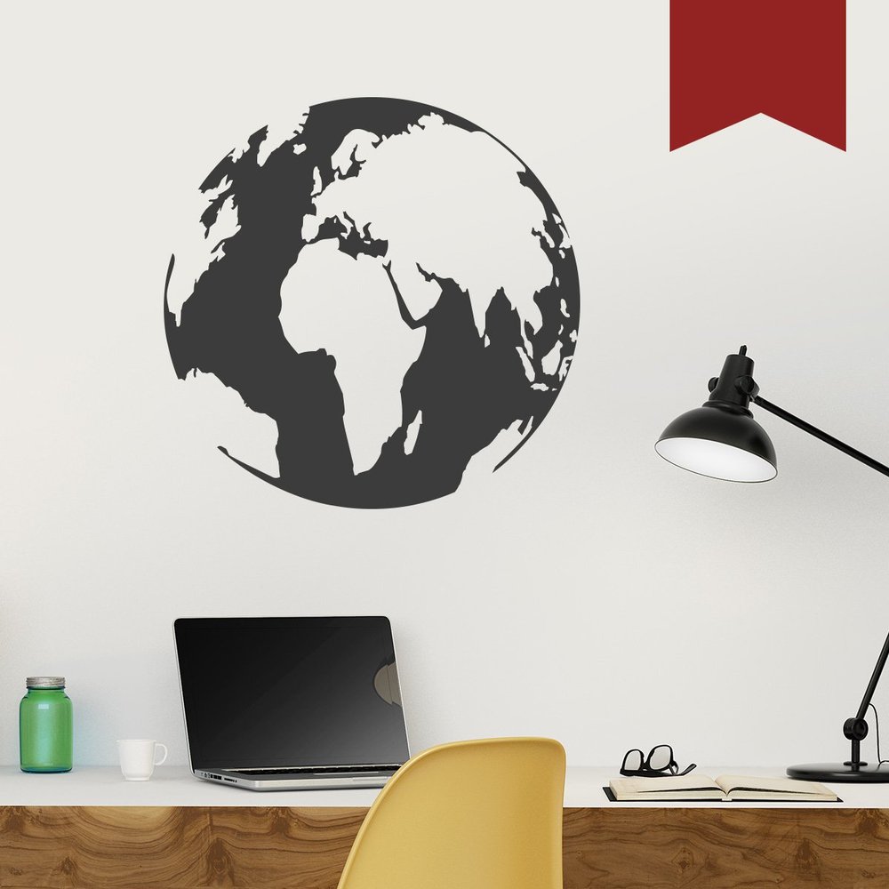 WANDKINGS Wall Decal – Globe Oceans – 90 x 90 cm – Dark Red