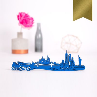 Kleinlaut 3D Wooden Skyline Decor – New York – Choose City, Color & Size – Gold – Size: 35 x 9.8 cm