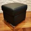 Quattro Meble Black Genuine Leather Storage Ottoman, 60 x 55 x 40 cm view 1