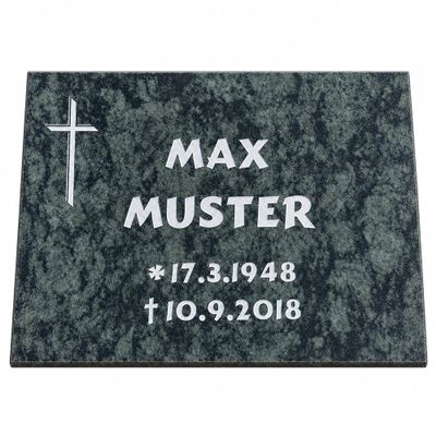 designgrab OlivL001 40 x 40 x 10 cm Olive Green Granite Grave Slab with Inscription