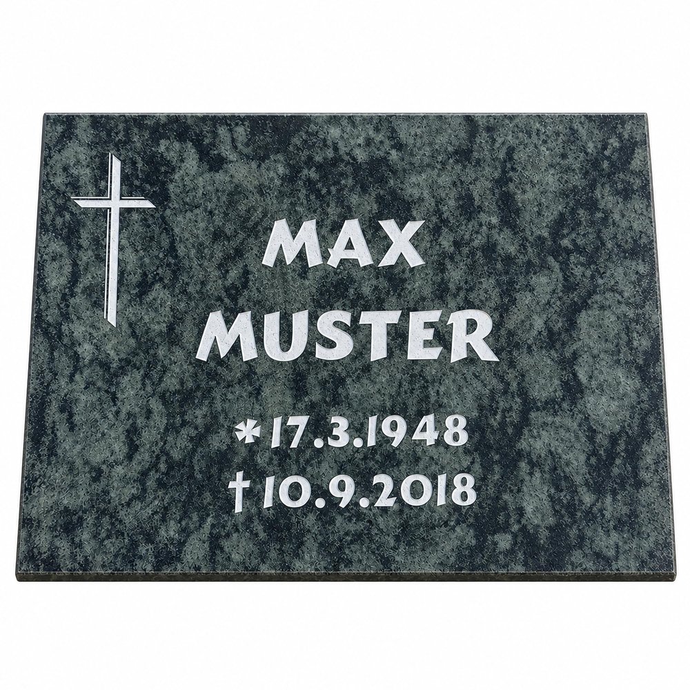 designgrab OlivL001 40 x 40 x 10 cm Olive Green Granite Grave Slab with Inscription