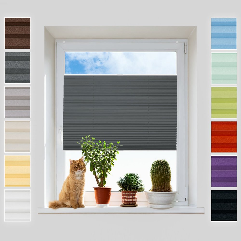 Plisart No-Drill Clamp-Fix Pleated Blind, Pearl Fabric, Privacy Screen