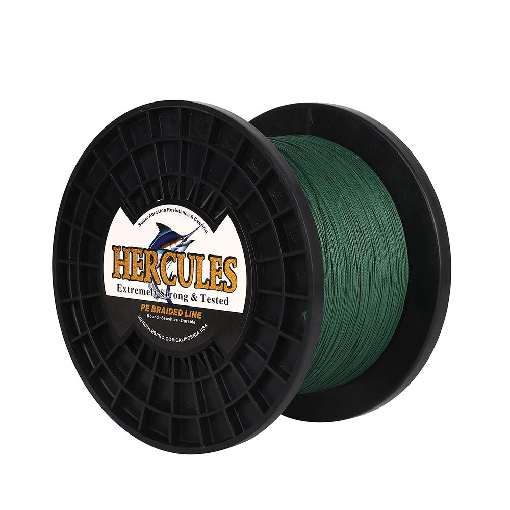 HERCULES Super Cast 100 m–2,000 m/yards Braided Fishing Line, 10 lb–300 lb Test, Saltwater/Freshwater PE Braid, 8-Strand Superline