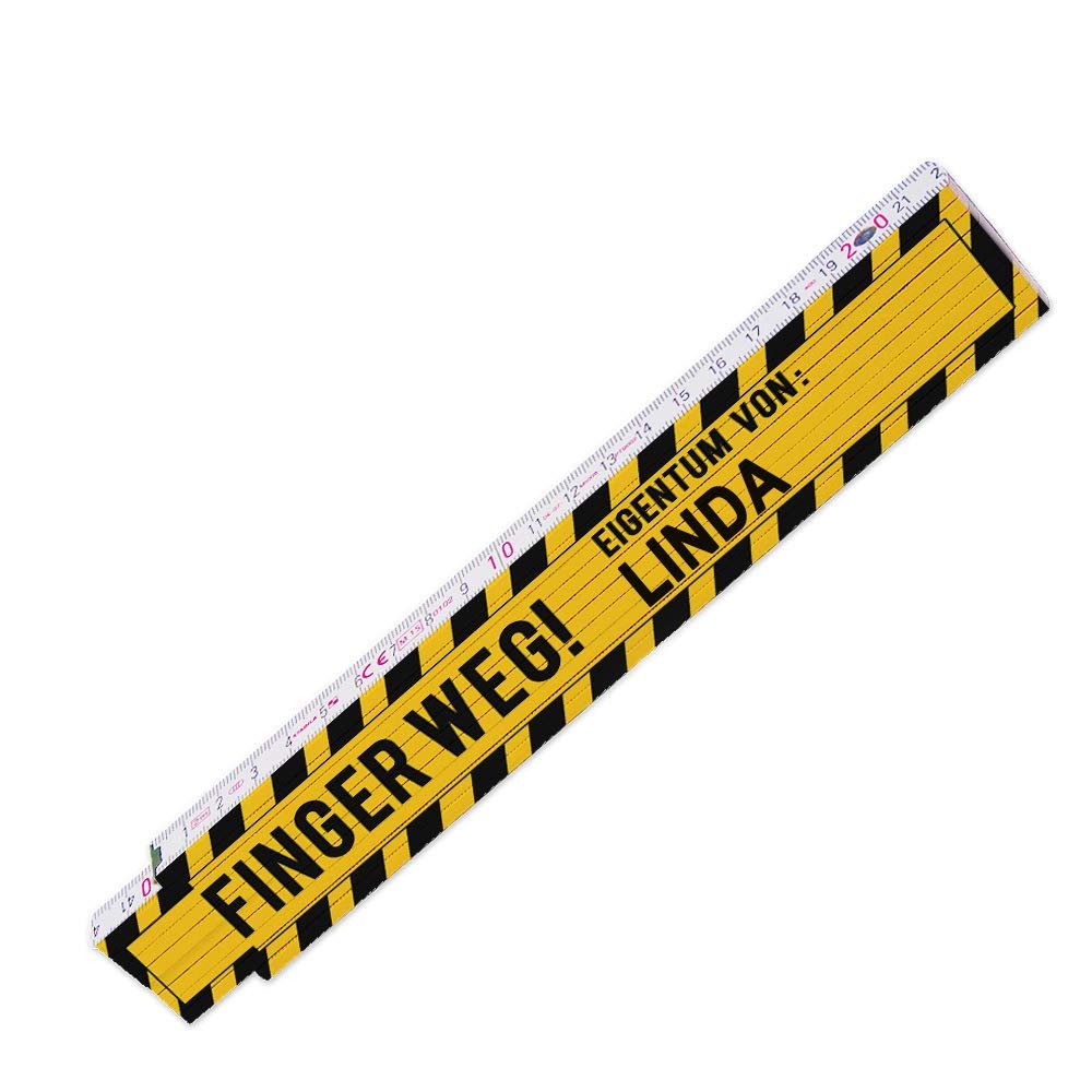 Folding Rule with the Name Linda and “Hands Off! Property of Linda” Design | For Women | Meterma Folding Ruler with Printed Name | Many Names Available