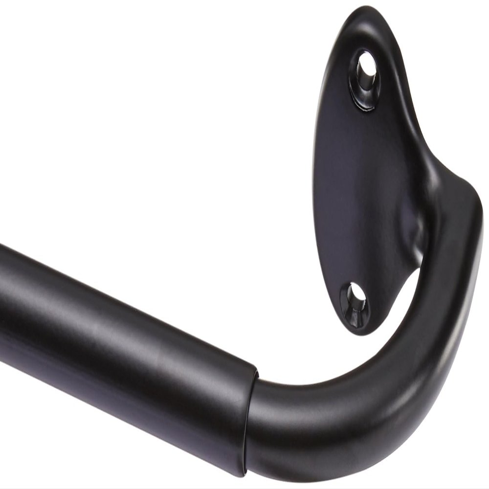 Amazon Basics Curved Indoor Curtain Rod, Adjustable, 122–224 cm, Black