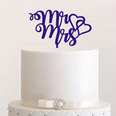 Cake Topper, Mr & Mrs, Color Choice – Acrylic Wedding Cake Topper (Purple)