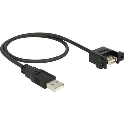 Delock 85461 0.5 m USB-A Male to USB-A Female Cable, Black