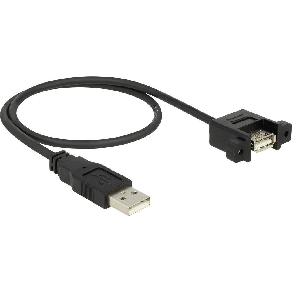 Delock 85461 0.5 m USB-A Male to USB-A Female Cable, Black