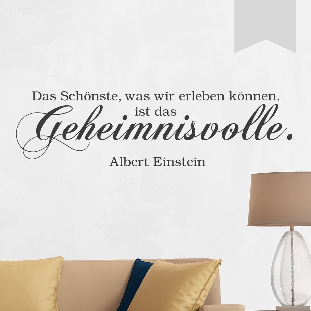 WANDKINGS Wall Decal – “The most beautiful thing we can experience is the mysterious.” (Albert Einstein) – 140 x 39 cm – Light Gray – Choose from 5 Sizes & 35 Colors