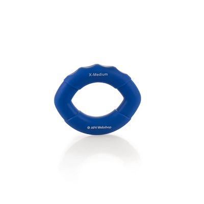 AFH Webshop Silicone Hand and Finger Trainer | EasyFlex Premium Quality | Ergonomic Finger Trainer Ring | Grip Strength Trainer (Length: 8 cm, Blue | Light-Medium)