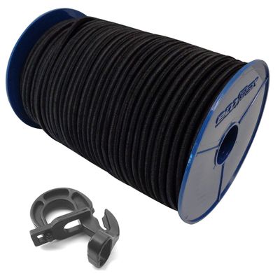 8 mm Bungee Cord, 20 m, with 10 Easyfix Hooks, Black