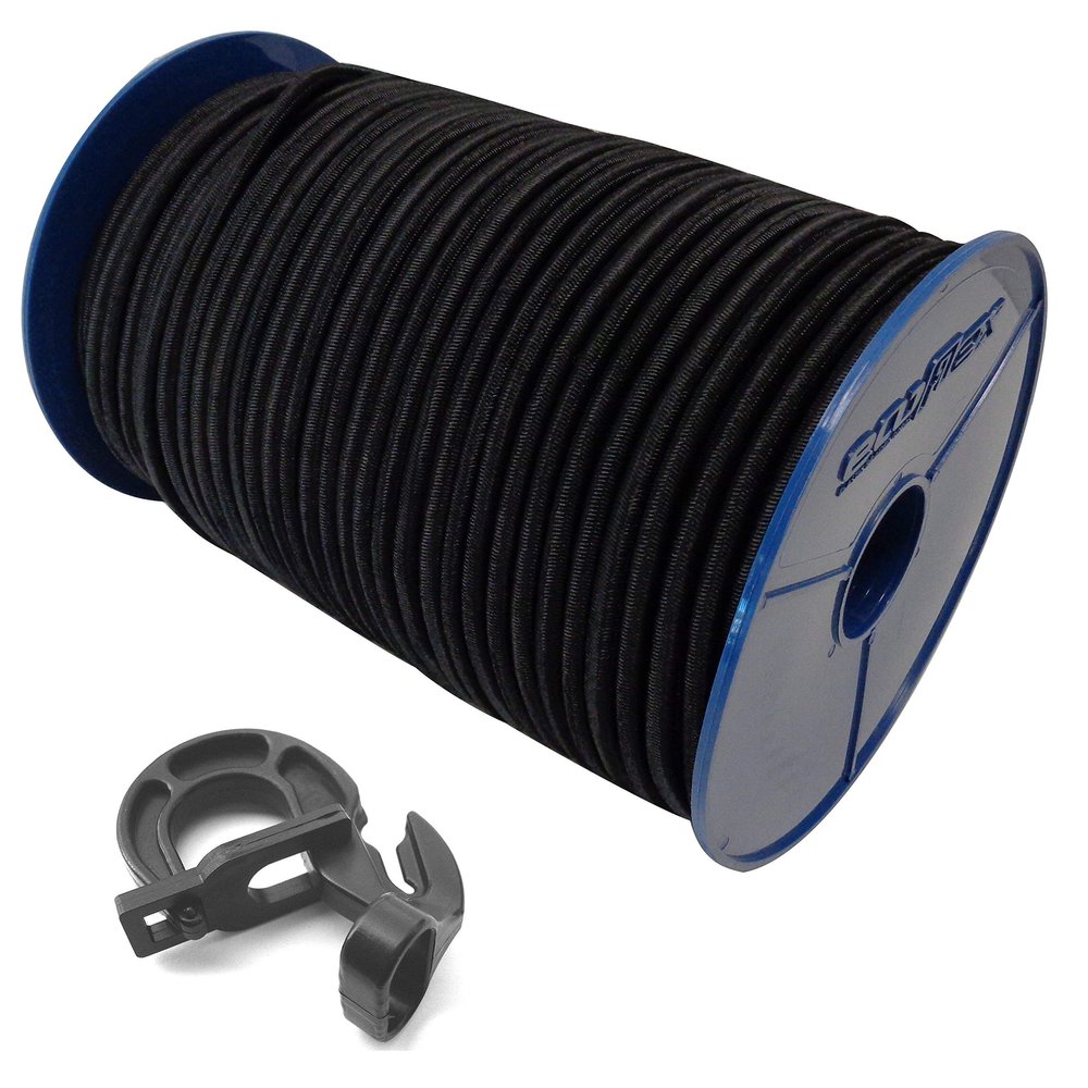 8 mm Bungee Cord, 20 m, with 10 Easyfix Hooks, Black