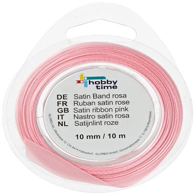 GLOREX Satin Ribbon, Pink, 10mm x 10m