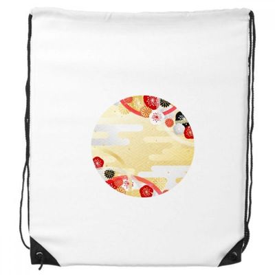 DIYthinker Sakura Geometric Floral Pattern Japanese Drawstring Backpack