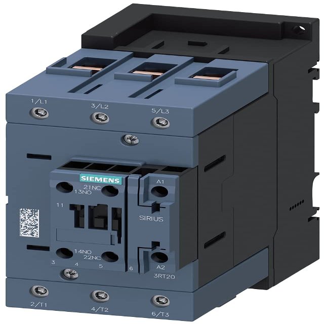 Siemens 3RT2 Contactor, 220 V, 240 V Coil, 3-Pole, 1 kV / 80 A, 240 V 37 kW, 1 NO/1 NC, 2 Safety Auxiliary Contacts